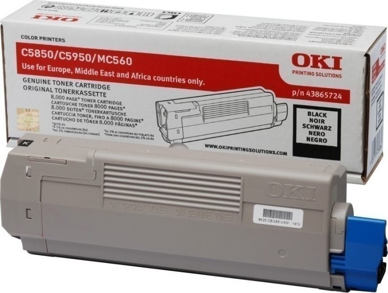 Compatible 43865724 OKI toner Black  for MC560/ C5850/ C5950